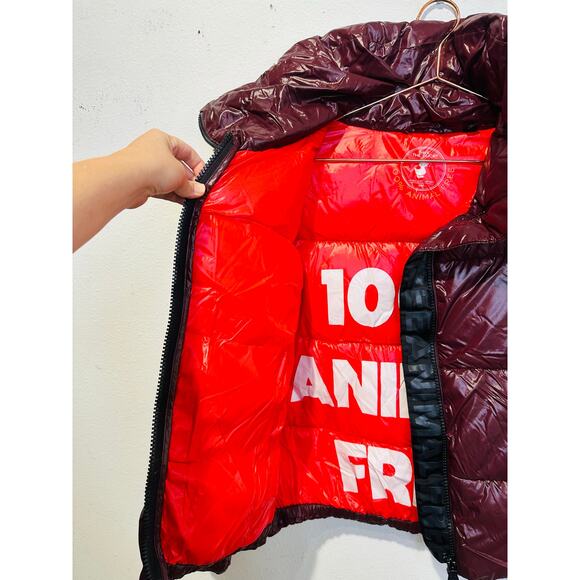 SAVE THE DUCK Burgundy Long Sleeve High Standing Collar Isla Puffer Jacket M - Picture 16 of 16